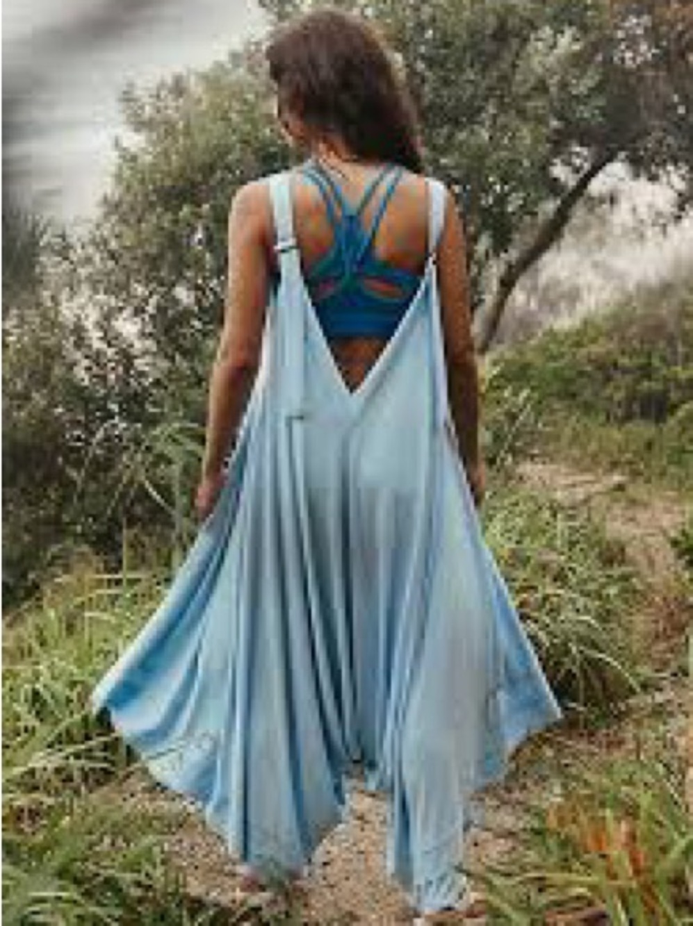 Free People Light Blue Flowing Jumpsuit Romper - Picture 2 of 4